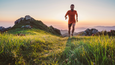 man running in mountains