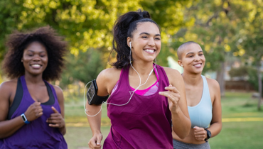 women running in a park