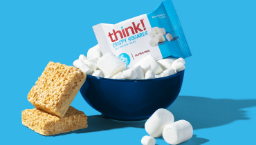 think crispy squares in a bowl with marshmallows