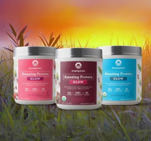 three tubs of amazing grass protein