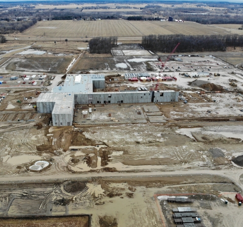 aerial view of a factory