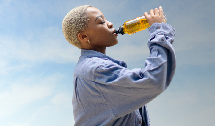 girl drinking isotonic drink