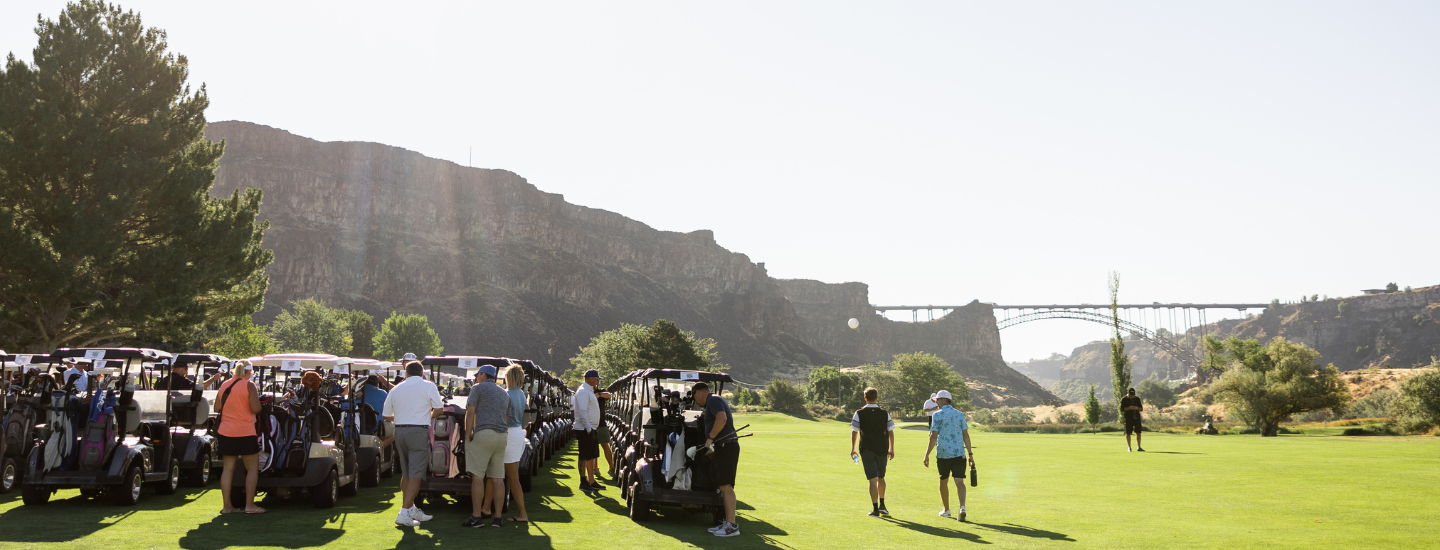 People on a golf course