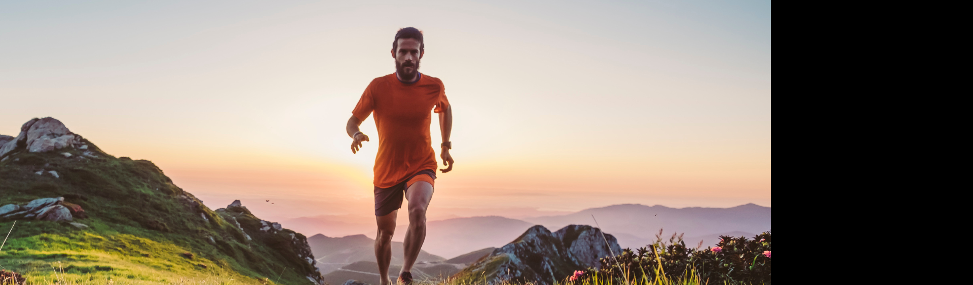 man running in mountains