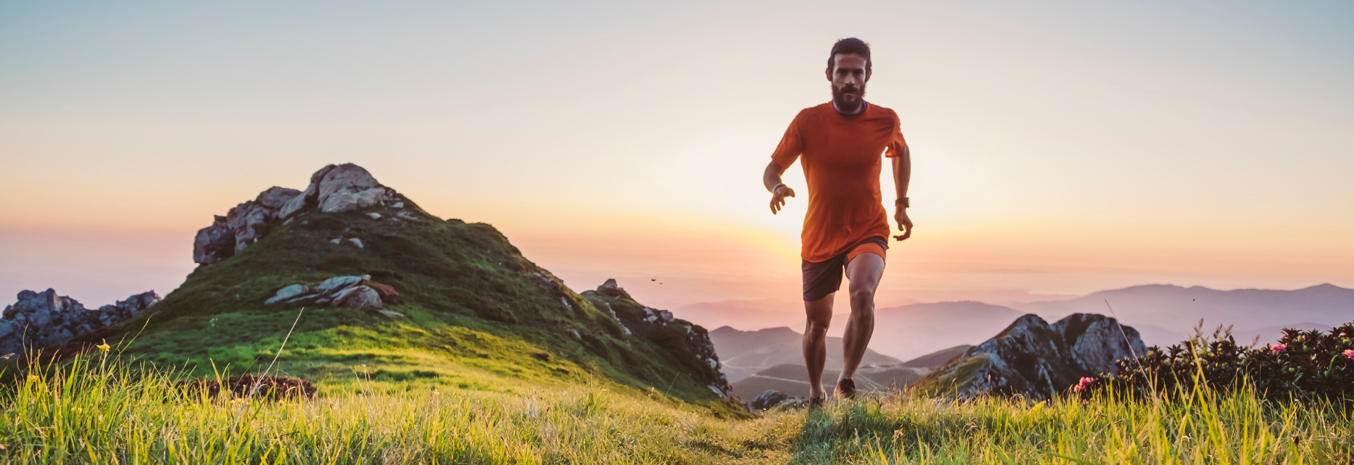 man running in mountains